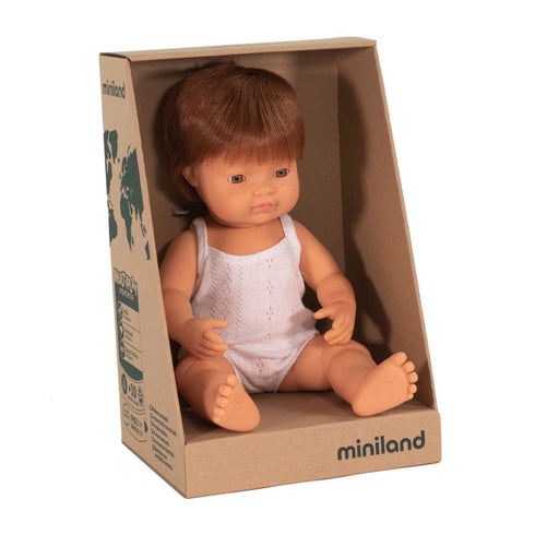 MINILAND - Doll - Anatomically Correct Baby - Red Head Caucasian Boy (38 cm)